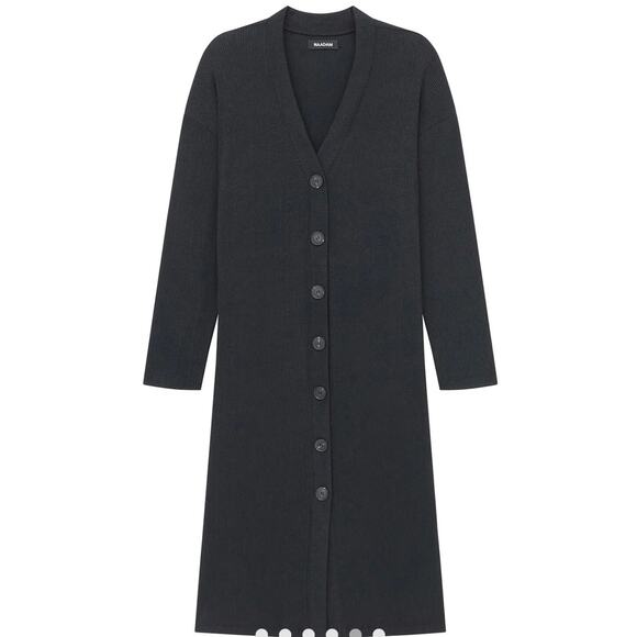 Naadam Black Ribbed Long Line Lightweight Duster Cardigan Button Up XXS - Picture 11 of 11